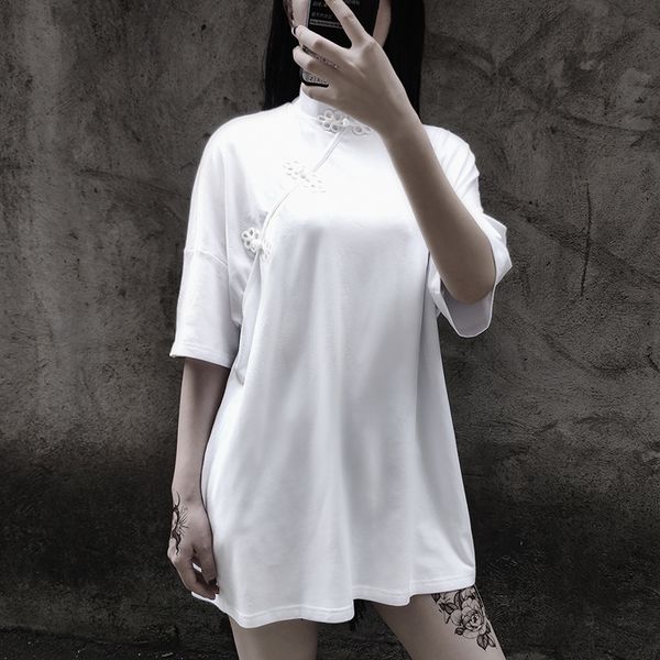 women's t-shirt early autumn chinese plate buckle improved cheongsam retro country style loose middle sleeve collar women'sdress, White
women's t-shirt early autumn chinese plate buckle improved cheongsam retro country style loose middle sleeve collar women'sdress, White