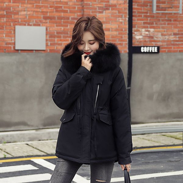 fashion warm coat fur collar cotton liner thick section warm parkas windproof jacket women plus size slim long coat winter 2020, Black
fashion warm coat fur collar cotton liner thick section warm parkas windproof jacket women plus size slim long coat winter 2020, Black
