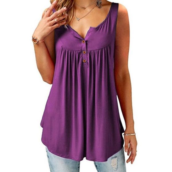 women's t-shirt women girls summer vest fashion pleated buttons sleeveless casual solid color all-match tee shirts plus size s-6xl, White
women's t-shirt women girls summer vest fashion pleated buttons sleeveless casual solid color all-match tee shirts plus size s-6xl, White