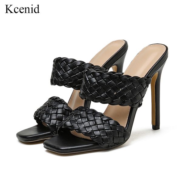 kcenid summer new braided slippers women square toe high heels pu leather gladiator sandals womens slides runway party shoes, Black
kcenid summer new braided slippers women square toe high heels pu leather gladiator sandals womens slides runway party shoes, Black