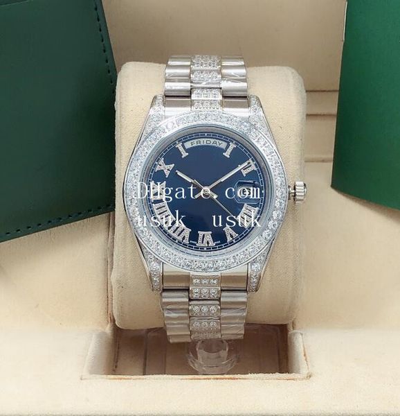 11 style 18038 diamond roman numeral green black white 18k gold 41mm automatic 3atm waterproof fashion men's luxury watches wristwatch, Slivery;brown
11 style 18038 diamond roman numeral green black white 18k gold 41mm automatic 3atm waterproof fashion men's luxury watches wristwatch, Slivery;brown