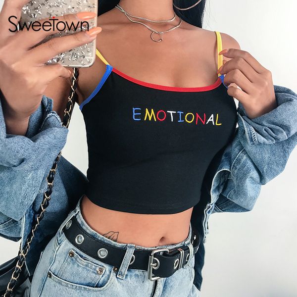 sweetown черный печать kawaii crop tank top haut femme лето 2019 край лоскутная цвета контраста симпатичные обрезанные feminino партии tops, White
sweetown черный печать kawaii crop tank top haut femme лето 2019 край лоскутная цвета контраста симпатичные обрезанные feminino партии tops, White