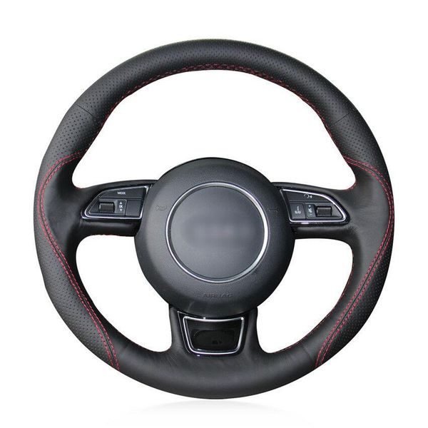 for audi audi a1 a3 a5 a7 car steering wheel cover black leather diy new style 
for audi audi a1 a3 a5 a7 car steering wheel cover black leather diy new style
