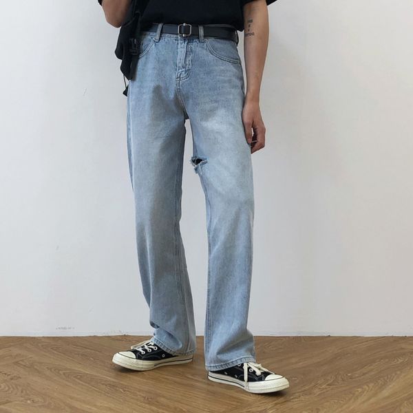ewq / men's wear korean style all-match fashion casual blue jeans male 2020 trend denim pants loose straight hole jeans 9y2670
ewq / men's wear korean style all-match fashion casual blue jeans male 2020 trend denim pants loose straight hole jeans 9y2670