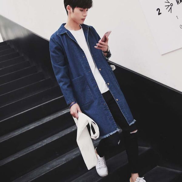2020 spring and autumn mid-length trench coat denim men's korean windbreaker jacket style loose trendy student bfstyle jacket, Tan;black
2020 spring and autumn mid-length trench coat denim men's korean windbreaker jacket style loose trendy student bfstyle jacket, Tan;black
