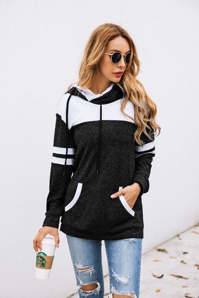 women spring autumn fashion pocket ladies clothing hooded patchwork striped womens hoodies black white casual
women spring autumn fashion pocket ladies clothing hooded patchwork striped womens hoodies black white casual