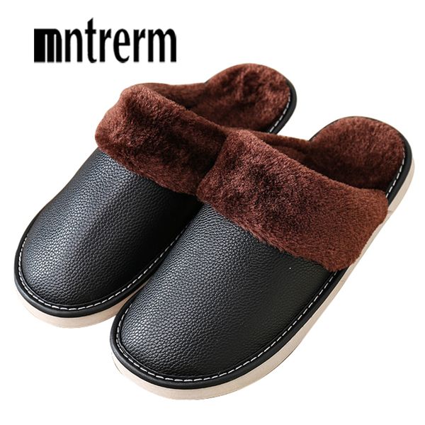 mntrerm men's slippers winter genuine leather thick with plush home indoor non-slip thermal large size slippers new sale, Black
mntrerm men's slippers winter genuine leather thick with plush home indoor non-slip thermal large size slippers new sale, Black