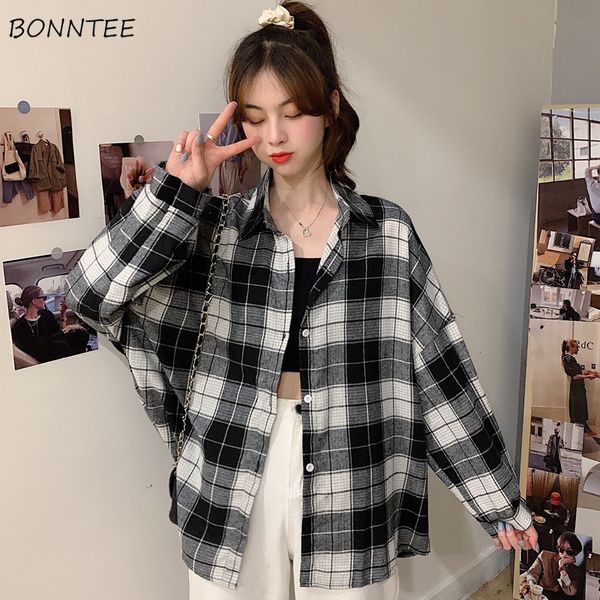 women's blouses & shirts women loose plaid oversize all-match korean style turn-down collar spring autumn outwear bf harajuku womens, White
women's blouses & shirts women loose plaid oversize all-match korean style turn-down collar spring autumn outwear bf harajuku womens, White