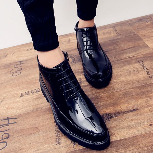 hidden heels 6cm patent leather boots men autumn new fashion black cowboy boots mens dress botas de trabajo
hidden heels 6cm patent leather boots men autumn new fashion black cowboy boots mens dress botas de trabajo