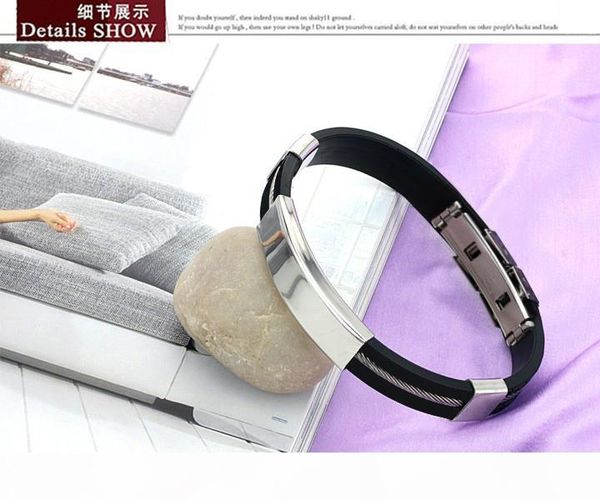 cifbuygifts designer black genuine silicone wristband men's jewelry 316l stainless steel men's bracelet rock punk style 973
cifbuygifts designer black genuine silicone wristband men's jewelry 316l stainless steel men's bracelet rock punk style 973