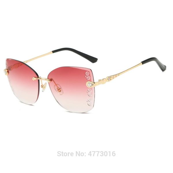 new cat-eye rimless lens cut sunglasses with s-shaped pattern european and american diamond sunglasses, White;black
new cat-eye rimless lens cut sunglasses with s-shaped pattern european and american diamond sunglasses, White;black
