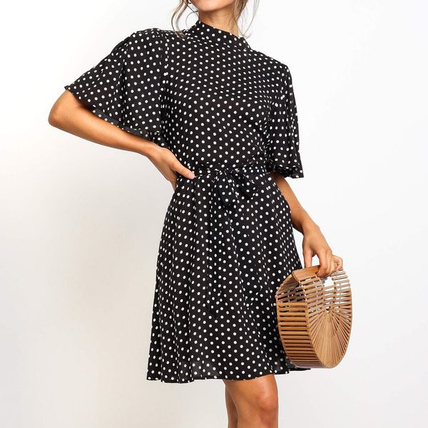 summer dress polka dot print chiffon dress short sleeve casual mini dresses lady office lotus leaf sleeve tunic elegant vestidos, Black;gray
summer dress polka dot print chiffon dress short sleeve casual mini dresses lady office lotus leaf sleeve tunic elegant vestidos, Black;gray