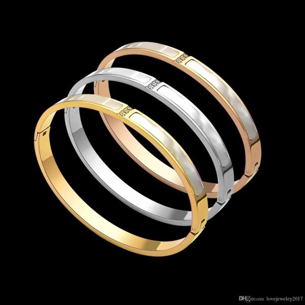 luxury designer jewelry women bracelets rose gold shell bangles with three diamonds stainless steel 18k gold silver bracelet fashion jewelry, Black
luxury designer jewelry women bracelets rose gold shell bangles with three diamonds stainless steel 18k gold silver bracelet fashion jewelry, Black