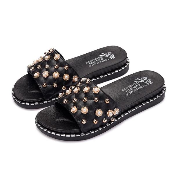 fashion student girls anti-slip footwear summer new beach pearls beads shoes casual outdoor women flat slippers feminina mujer, Black
fashion student girls anti-slip footwear summer new beach pearls beads shoes casual outdoor women flat slippers feminina mujer, Black