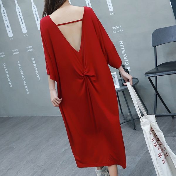 women's sleepwear 2021 summer women sleepdress female loose dress backless short-sleeved nightdress both for outside wear, Black;red
women's sleepwear 2021 summer women sleepdress female loose dress backless short-sleeved nightdress both for outside wear, Black;red