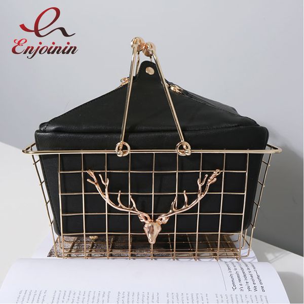 new fashion personality metal basket style black pu leather ladies handbag totes party punk bag women's purse
new fashion personality metal basket style black pu leather ladies handbag totes party punk bag women's purse