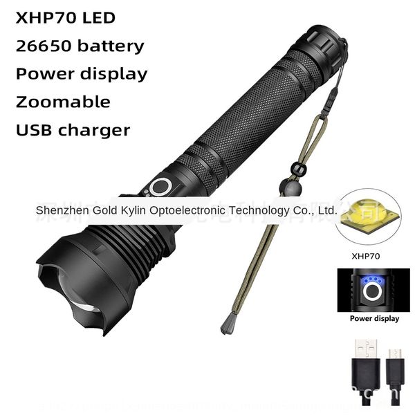 new p70 zoom usb charging 26650 strong electric quantity flashlight display xhp70 strong light flashlight
new p70 zoom usb charging 26650 strong electric quantity flashlight display xhp70 strong light flashlight
