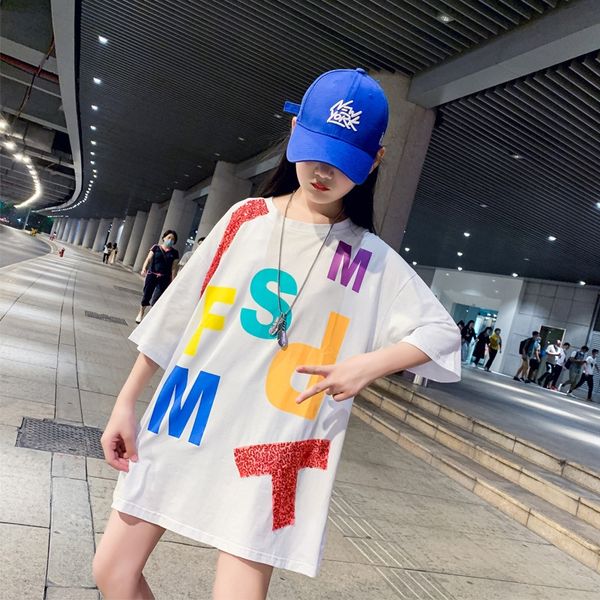xu1mx 2020 new medium and large children's children's t-shirt letter loose medium and long short sleeved korean style girl's, Blue
xu1mx 2020 new medium and large children's children's t-shirt letter loose medium and long short sleeved korean style girl's, Blue