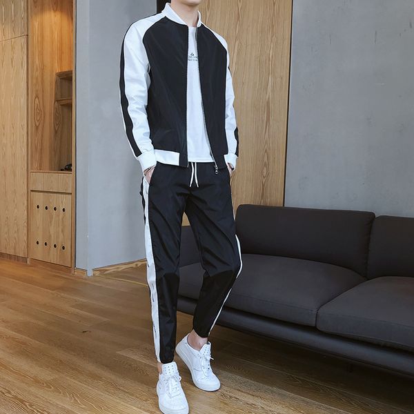 gym clothing two-piece men's spring and autumn jacket suit summer breathable handsome ultra-thin coat training set, White;black
gym clothing two-piece men's spring and autumn jacket suit summer breathable handsome ultra-thin coat training set, White;black
