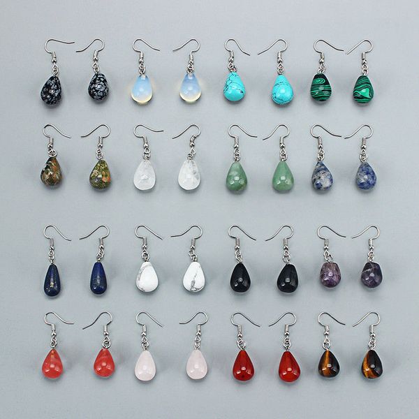 water drop natural stone dangle earring for women tiger eye clear quartz lapis opal obsidian drop cone bead hook earrings, Silver
water drop natural stone dangle earring for women tiger eye clear quartz lapis opal obsidian drop cone bead hook earrings, Silver