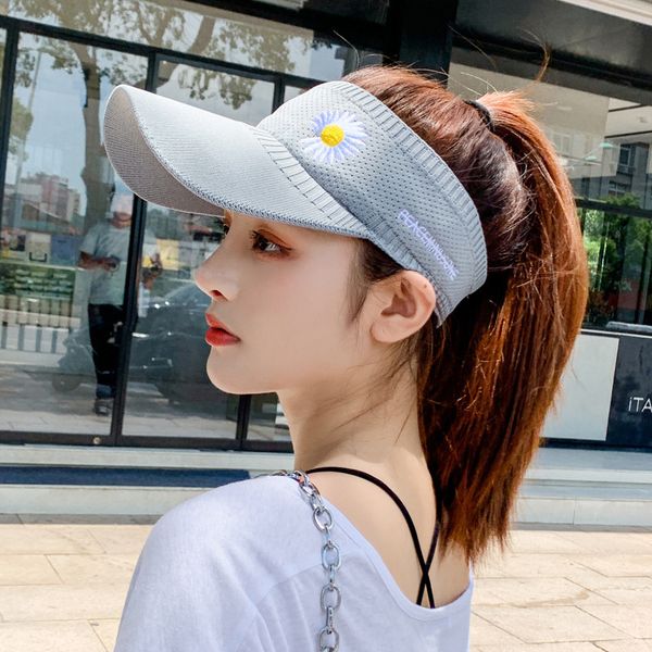new outdoor sports fitness sun hat female tide knitted cap korean version chrysanthemum empty hat little daisy caps, Blue;gray
new outdoor sports fitness sun hat female tide knitted cap korean version chrysanthemum empty hat little daisy caps, Blue;gray