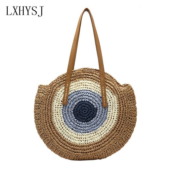 new hand-woven women's shoulder bag handbag fashion retro ladies color matching straw bags summer round beach bag tote
new hand-woven women's shoulder bag handbag fashion retro ladies color matching straw bags summer round beach bag tote