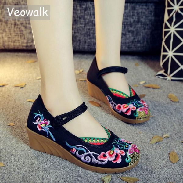 veowalk vintage floral embroidered women canvas flat platforms ankle strap elegant ladies casual cotton fabric embroidery shoes, Black
veowalk vintage floral embroidered women canvas flat platforms ankle strap elegant ladies casual cotton fabric embroidery shoes, Black