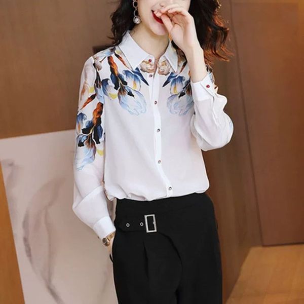 2020womens blouses vintage pleated floral print long sleeve casual blouse casual turn-down collar colorful loose shirt k63, White
2020womens blouses vintage pleated floral print long sleeve casual blouse casual turn-down collar colorful loose shirt k63, White