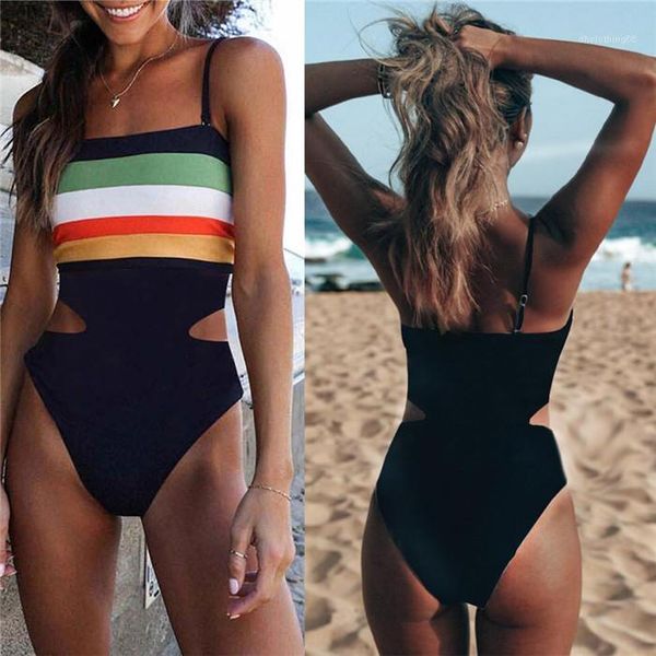 womens swimwear hole slim summer beach swimming clothing for ladies striped hit color one piece conservative bikini swimsuit high-waist, White;black
womens swimwear hole slim summer beach swimming clothing for ladies striped hit color one piece conservative bikini swimsuit high-waist, White;black