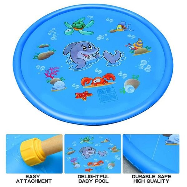 children's outdoor water games 100 / 150 / 170cm cushion children's spray splash mat water splash mat water splash mat toy 
children's outdoor water games 100 / 150 / 170cm cushion children's spray splash mat water splash mat water splash mat toy