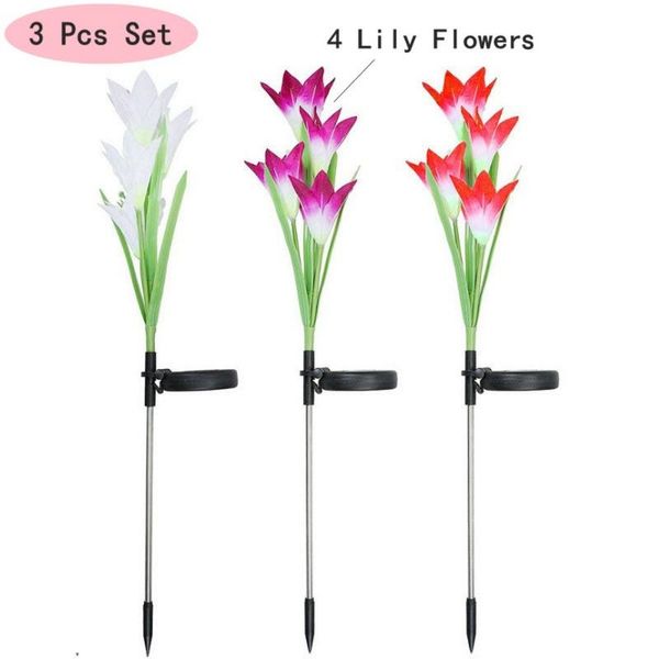 3 solar light lily flower gradient led decoration lawn light garden ip65 waterproof artificial flower night
3 solar light lily flower gradient led decoration lawn light garden ip65 waterproof artificial flower night