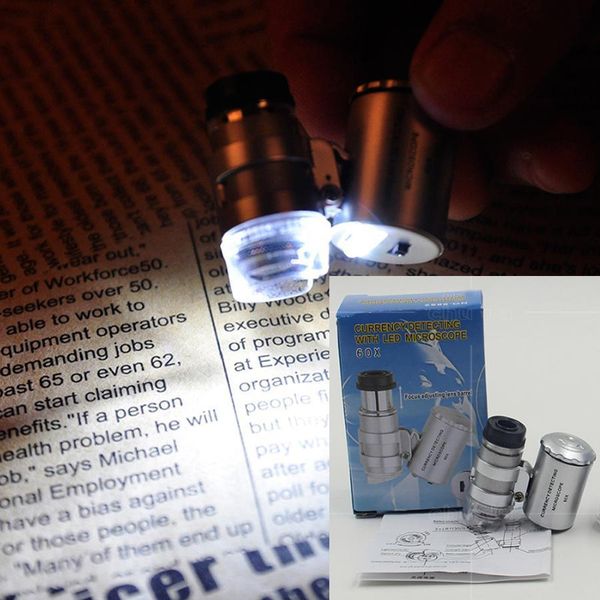 microscope magnifier mini 60x handheld currency detecting with led and uv light and color retail box
microscope magnifier mini 60x handheld currency detecting with led and uv light and color retail box