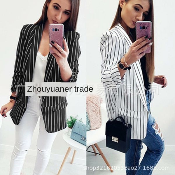 small suit striped open front long-sleeved 2020 new small 2020 new when suit striped open front long-sleeved when, White;black
small suit striped open front long-sleeved 2020 new small 2020 new when suit striped open front long-sleeved when, White;black