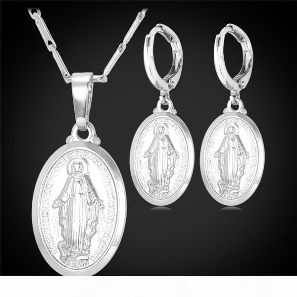 virgin mary jewelry set new trendy rose gold platinum 18k real gold plated cross jesus piece pendants necklaces drop earrings, Silver
virgin mary jewelry set new trendy rose gold platinum 18k real gold plated cross jesus piece pendants necklaces drop earrings, Silver