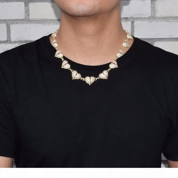 20mm width men's broken heart necklace gold bling cubic zircon seller mans hip hop jewerly for gift drop shipping, Silver
20mm width men's broken heart necklace gold bling cubic zircon seller mans hip hop jewerly for gift drop shipping, Silver