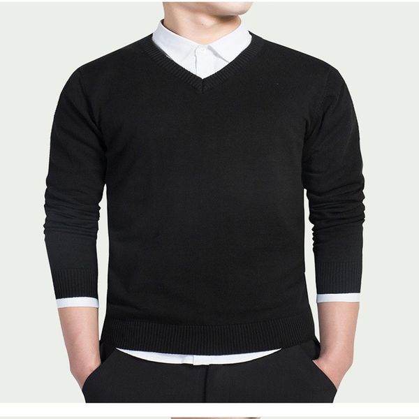 men v-neck cotton pullover autumn winter warm slim fit solid perfect quality clothes knitted casual hombre sweater pull homme, White;black
men v-neck cotton pullover autumn winter warm slim fit solid perfect quality clothes knitted casual hombre sweater pull homme, White;black