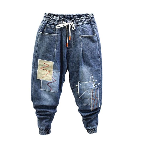 bannaji korean men`s denim joggers harem style loose fit hip hop streetwear elastic waist patches ankle cuffed jeans for man, Blue
bannaji korean men`s denim joggers harem style loose fit hip hop streetwear elastic waist patches ankle cuffed jeans for man, Blue