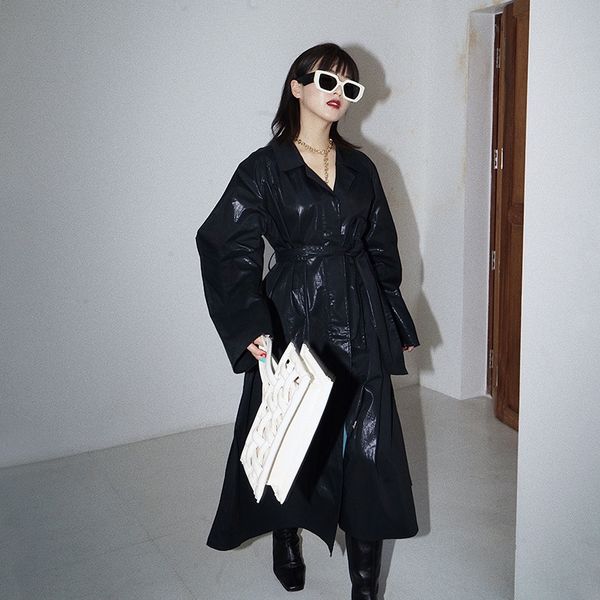 women's long loose trench 2020 spring new korean chic elegant bright face (with belt windbreaker coat coat coat) 66026, Tan;black 
women's long loose trench 2020 spring new korean chic elegant bright face (with belt windbreaker coat coat coat) 66026, Tan;black