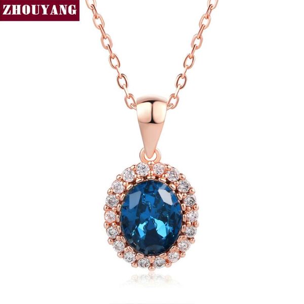 zhouyang elegant rose gold color blue crystal pendant necklace cz for women wedding party zyn288, Silver
zhouyang elegant rose gold color blue crystal pendant necklace cz for women wedding party zyn288, Silver