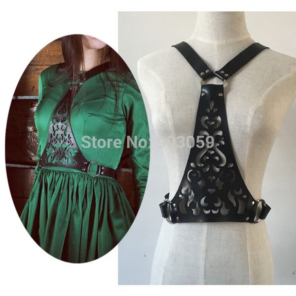 new fashion punk faux leather cut out flower harness wide waist belt straps suspenders belt, Black;brown
new fashion punk faux leather cut out flower harness wide waist belt straps suspenders belt, Black;brown