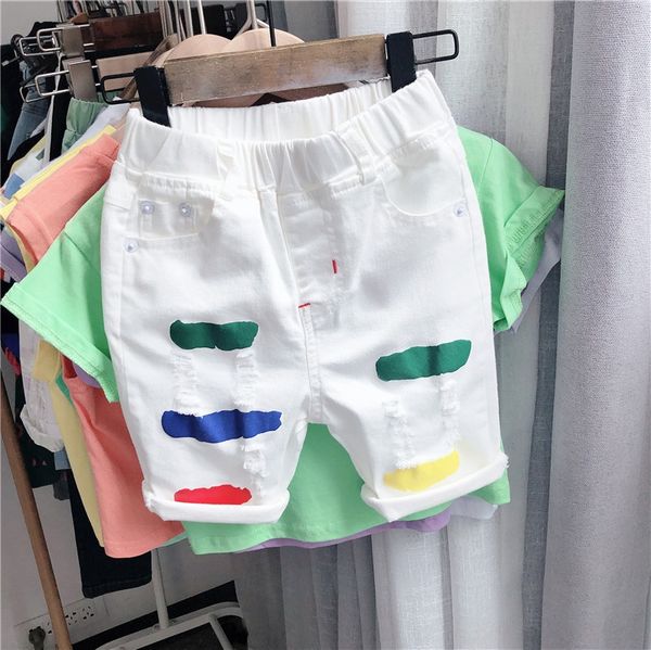 boys' cotton elastic thin 20 new white korean style five-legged pants colored paint and jeans pants and jeans slim shorts, Blue
boys' cotton elastic thin 20 new white korean style five-legged pants colored paint and jeans pants and jeans slim shorts, Blue