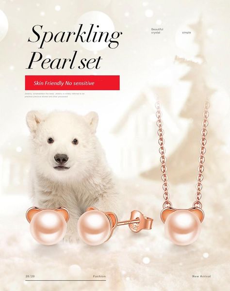 s925 sliver fashion necklace lovely bear earing necklace pearl necklace and earings rose gold plating accessories party jewerly, Silver
s925 sliver fashion necklace lovely bear earing necklace pearl necklace and earings rose gold plating accessories party jewerly, Silver