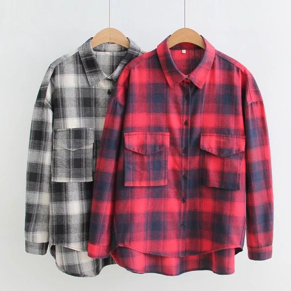 autumn new plaid shirt women's long sleeve loose large size bat shirt front short back long bfwind coat, White
autumn new plaid shirt women's long sleeve loose large size bat shirt front short back long bfwind coat, White