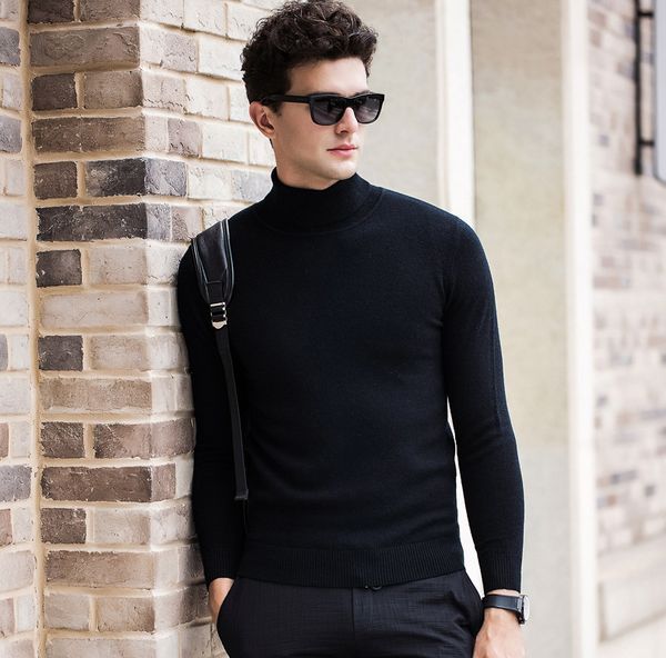 men's sweaters 100% pure wool turtleneck sweater solid color slim pullover black warm winter knitwear men, White;black
men's sweaters 100% pure wool turtleneck sweater solid color slim pullover black warm winter knitwear men, White;black
