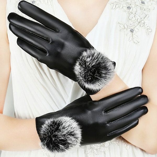 cold-proof pu fur ball leather women's velvet thickened warm warm bicycle gloves touch screen cycling windproof outdoor gloves, Black
cold-proof pu fur ball leather women's velvet thickened warm warm bicycle gloves touch screen cycling windproof outdoor gloves, Black