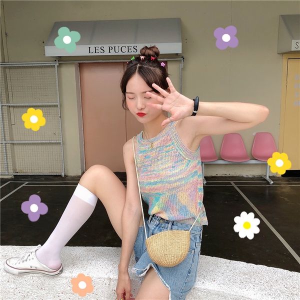 new korean style slim tie dyed color wool woven hanging neck suspender knitted vest women's fashion shirt sling sling shirt, Camo
new korean style slim tie dyed color wool woven hanging neck suspender knitted vest women's fashion shirt sling sling shirt, Camo