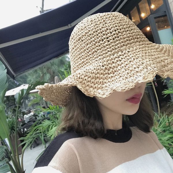 korean chic straw style handmade straw solid color wavy edge sunscreen beach hat sun hat female, Blue;gray
korean chic straw style handmade straw solid color wavy edge sunscreen beach hat sun hat female, Blue;gray