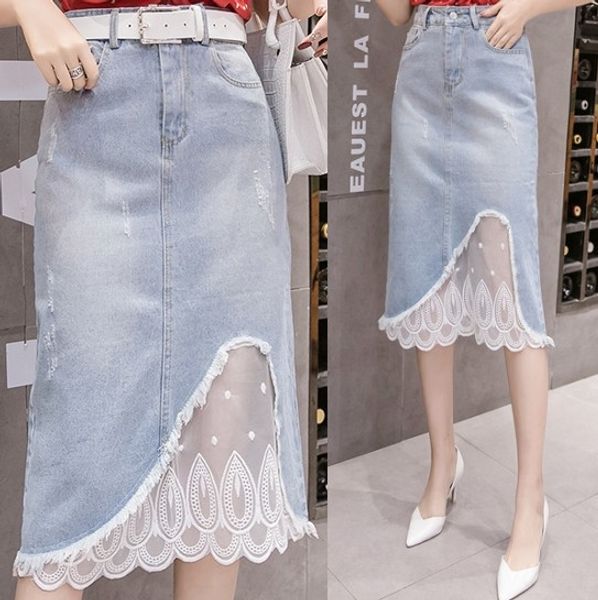 feather lace stitching women's white washed wavy irregular hip mid-length one step denim skirt lace denim skirt, Black
feather lace stitching women's white washed wavy irregular hip mid-length one step denim skirt lace denim skirt, Black