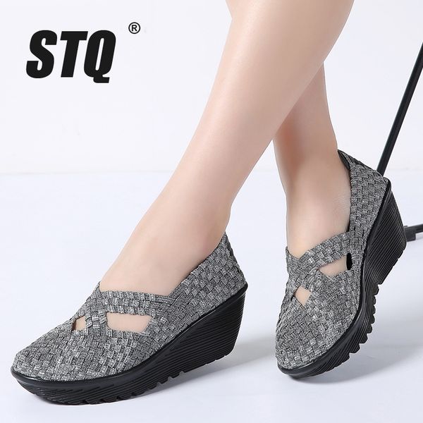 stq 2020 autumn women platform shoes women slip on casual hand made woven shoes wedge sandals footwear 833, Black
stq 2020 autumn women platform shoes women slip on casual hand made woven shoes wedge sandals footwear 833, Black