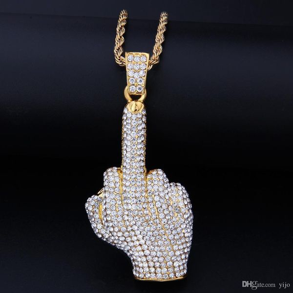 men's small full drill vertical middle finger pendant alloy full diamond blingbling trend rap hip hop necklace, Silver
men's small full drill vertical middle finger pendant alloy full diamond blingbling trend rap hip hop necklace, Silver